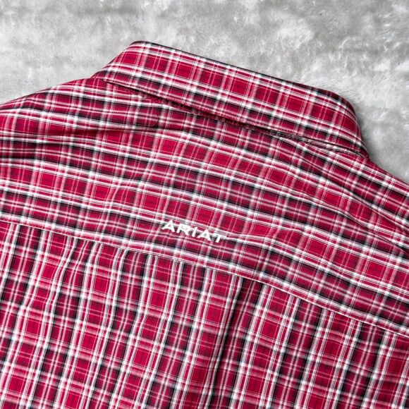 Ariat Pro Series Witten Classic Fit Snap Long Sleeve Shirt Red Plaid Mens Size M - Picture 5 of 15